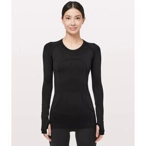 Lululemon Women’s Size 6 Swiftly Tech Long Sleeve Black Seamless Active Top 6